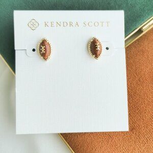 Kendra Scott✨ Football Gold Stud Earrings Orange Goldstone